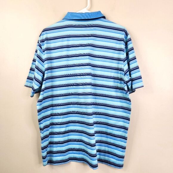 Bobby Jones Short Sleeve Cotton Striped 3 Button Golf Polo Shirt Large - Picture 3 of 5